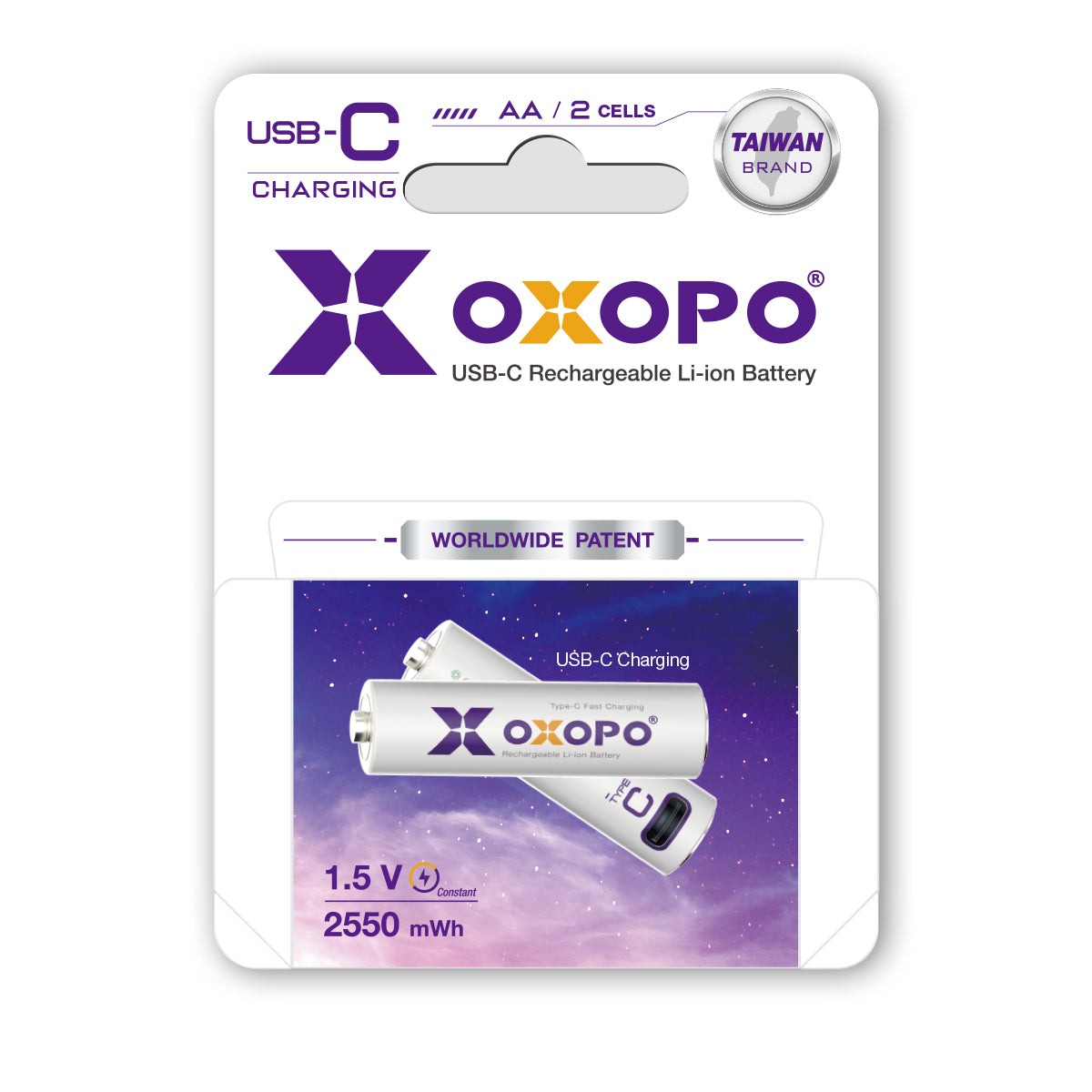 XC Series】USB Type-C Rechargeable AA Li-ion Battery (4-Pack) – OXOPO